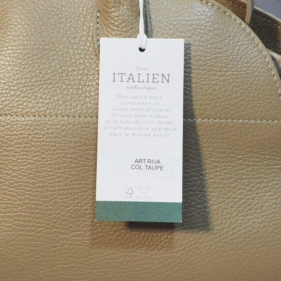 Anna Paola Riva Bag Taupe Leather Viral Commuter Satchel Purse Hand Shoulder - Picture 11 of 14